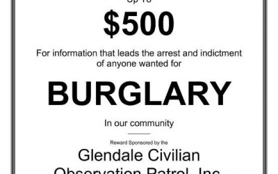 $500 Reward Offered for Tips on Local Burglaries