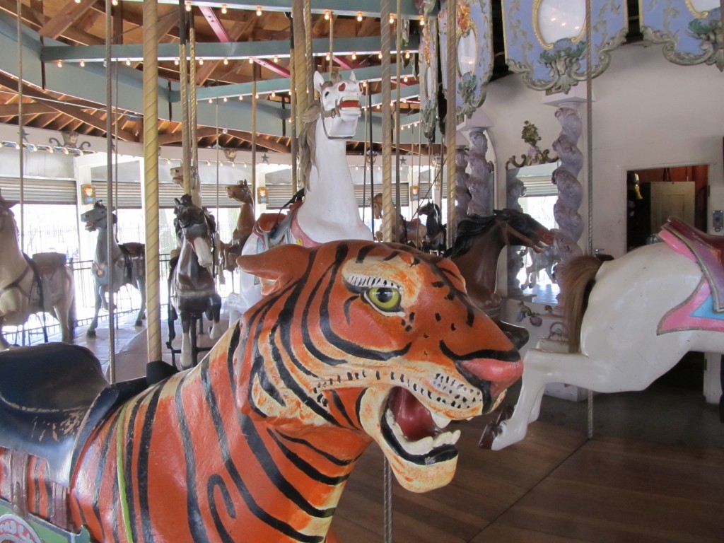 Built in 1903, the Forest Park carousel includes 49 sculpted horses, a lion, a tiger, a deer and two chariots. Photo Courtesy of WRBA