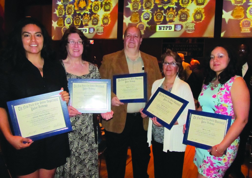 Five WRBA Members graduated from the Citizens' Police Academy. They are, from left to right: Elaine Carillo, Susan Sweeney, Stephen Forte, Janet Forte, and Marie Paz. Photo Courtesy of WRBA