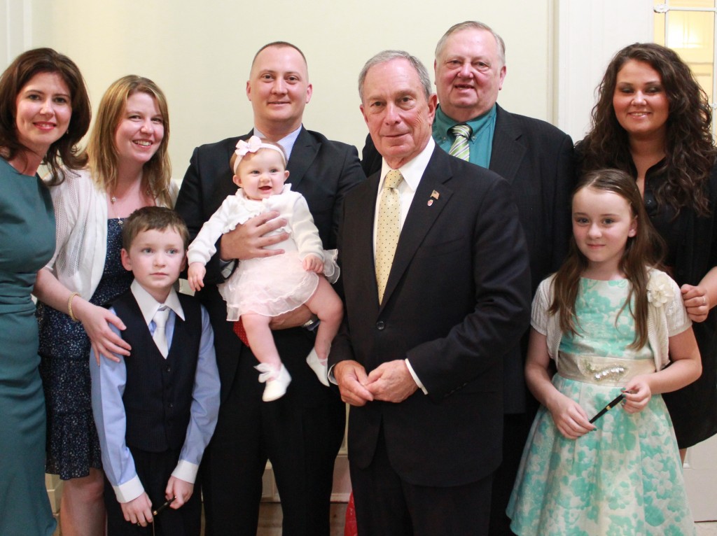 The Gibbons family joined Mayor Bloomberg and Council member Elizabeth Crowley at City hall to witness the signing of legislation to mark the street re-naming. Photo Courtesy of Council Member Crowley's Office