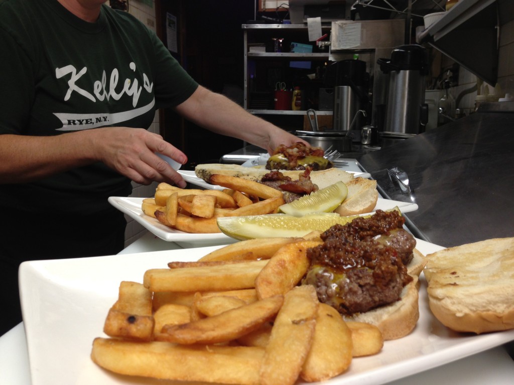 Kelly’s burgers on the line, arguably the best we’ve ever had.