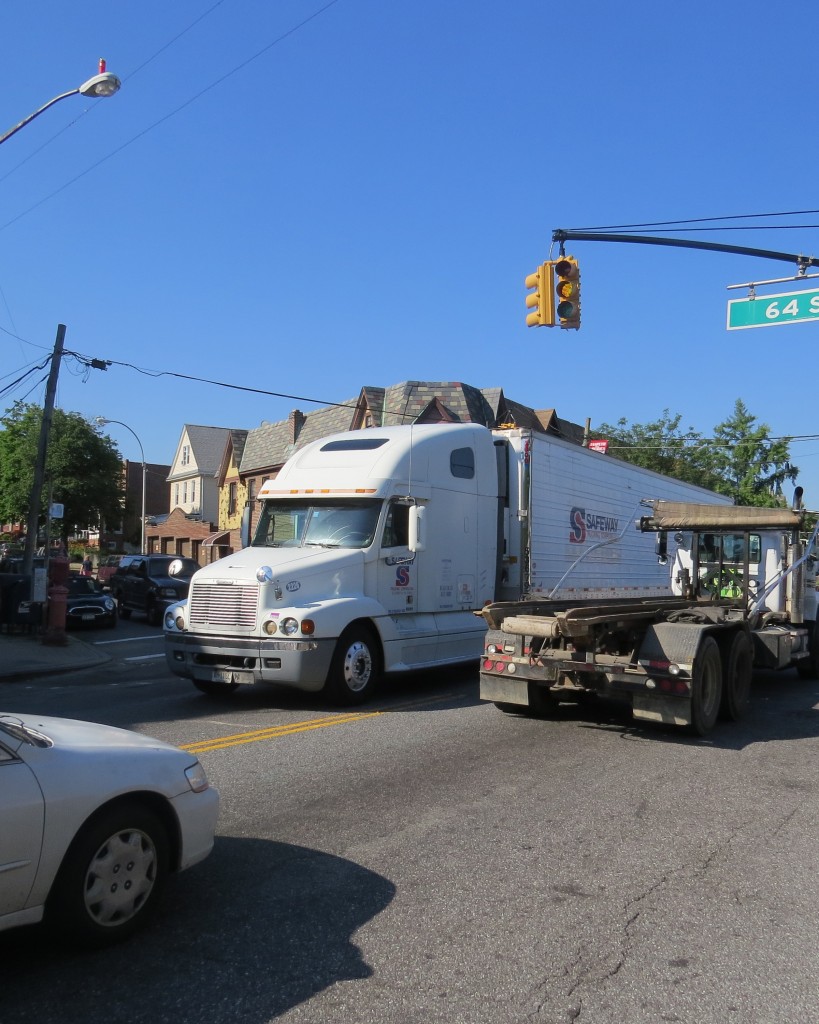 Police recently issued 81 summons to truckers in the 104th Precinct in an effort to crack down on drivers illegally using area streets to bypass the Long Island Expressway. Anna Gustafson/The Forum Newsgroup
