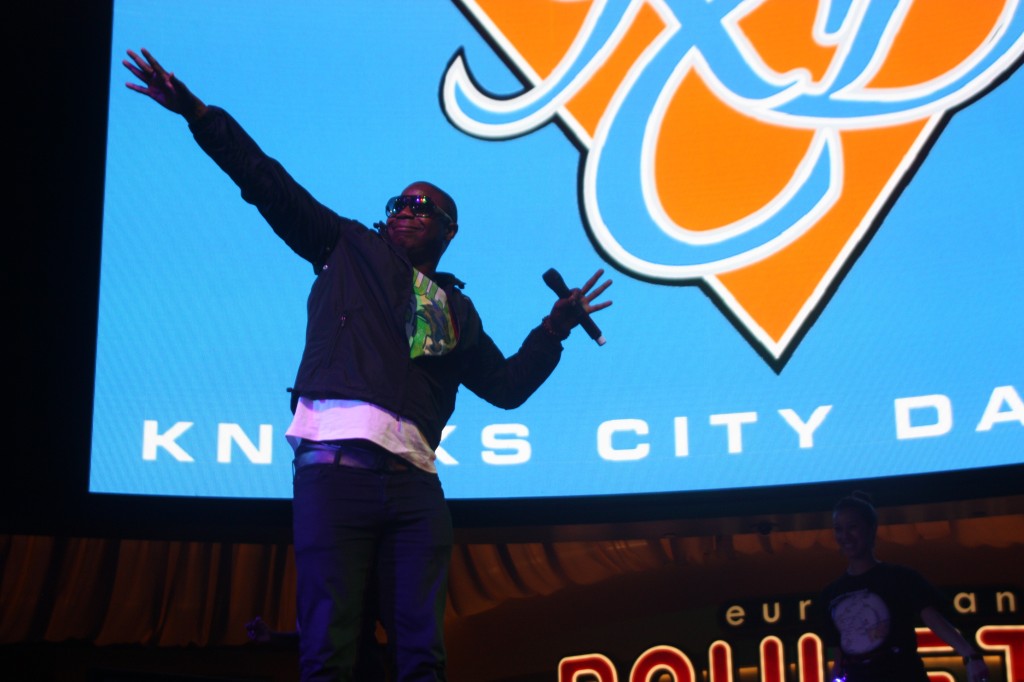 Rapper Doug E. Fresh entertains the crowd at Tueday's celebration.