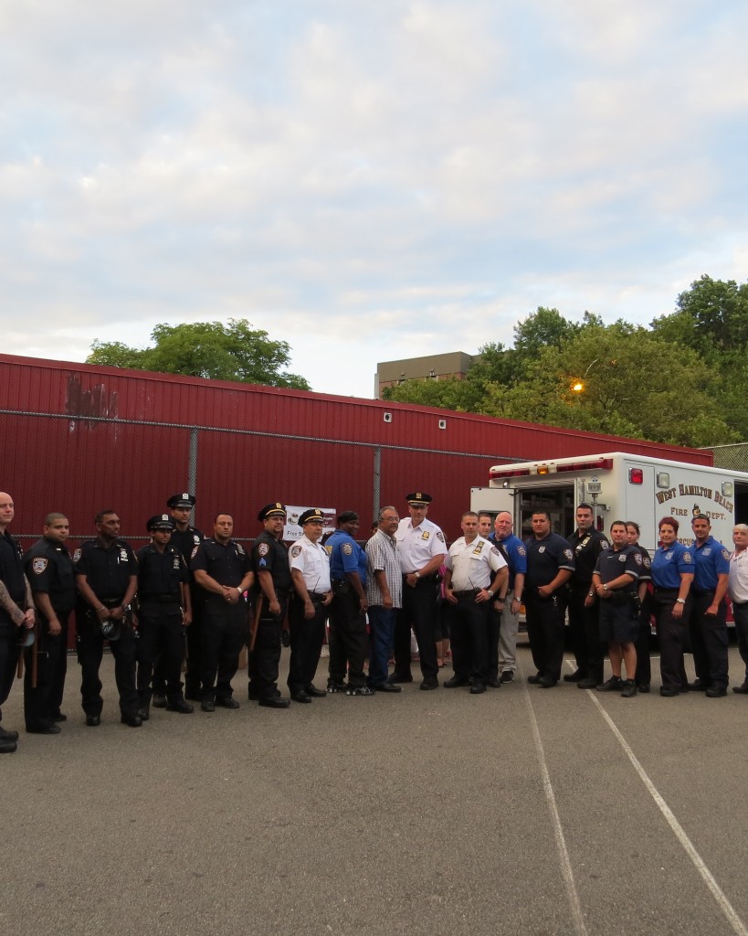 Police, other emergency responders and civic leaders gathered at PS 232 in Lindenwood for the National Night Out Against Crime.