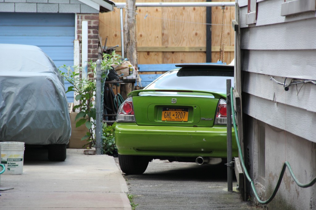 A light green Honda Prelude fell onto a man in the driveway of a home in South Ozone Park after the jack-lift failed.