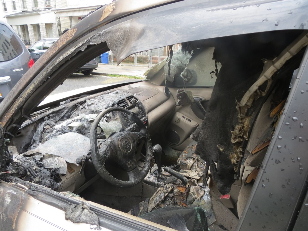 A white van's windshield was completely shattered in the explosion.