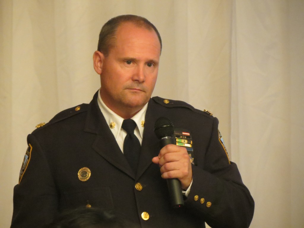 102nd Precinct Commanding Officer Henry Sautner said at this week's Community board 9 meeting that officers continue to focus on safety efforts at Forest Park following the rape that occurred in the park in August. Anna Gustafson/The Forum Newsgroup