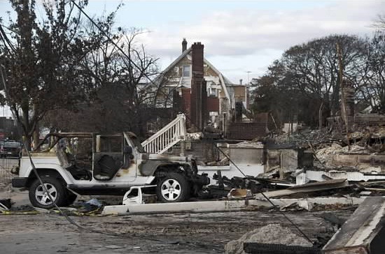 In response to an $80 million lawsuit, National Grid has in part blamed a fire that devastated Breezy Point during Hurricane Sandy on the homeowners. File Photo