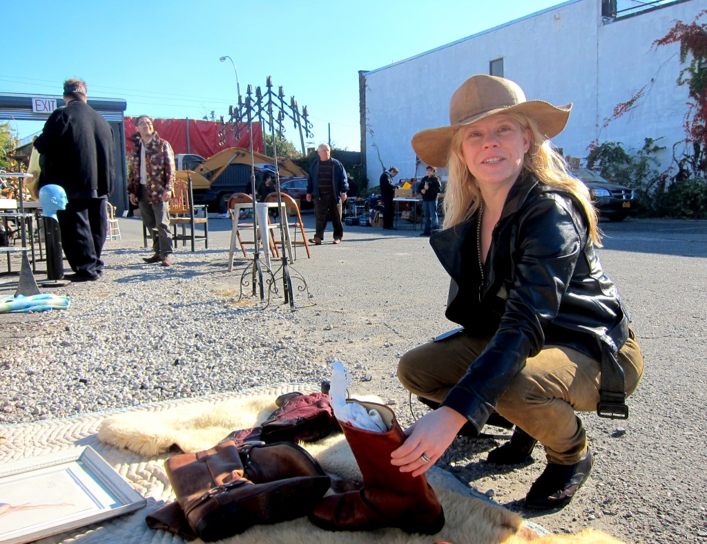 Local artist Robin King bought her hat and belt at the flea market and was searching for a new pair of boots to complete her look.