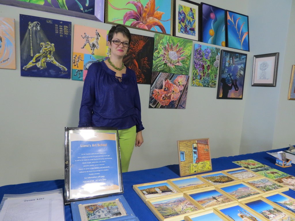 Liana Shemper, who has run an art school in Kew Gardens for 23 years, exhibited a number of her paintings at the Make It In America fair in Glendale last Saturday. Anna Gustafson/The Forum Newsgroup 