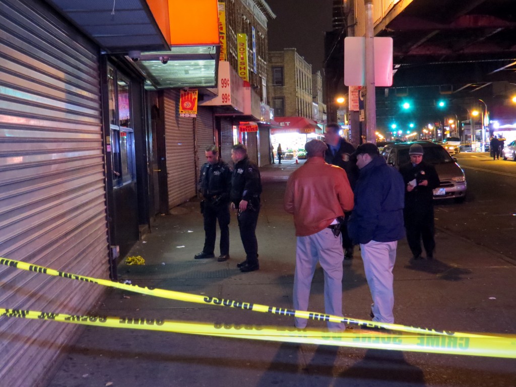 Police gathered outside St. John's Express Diner on Liberty Avenue, trying to piece together what exactly happened in an incident that left Sgt. Mohammed Deen, 40, in a medically induced coma. Robert Stridiron/The Forum Newsgroup 