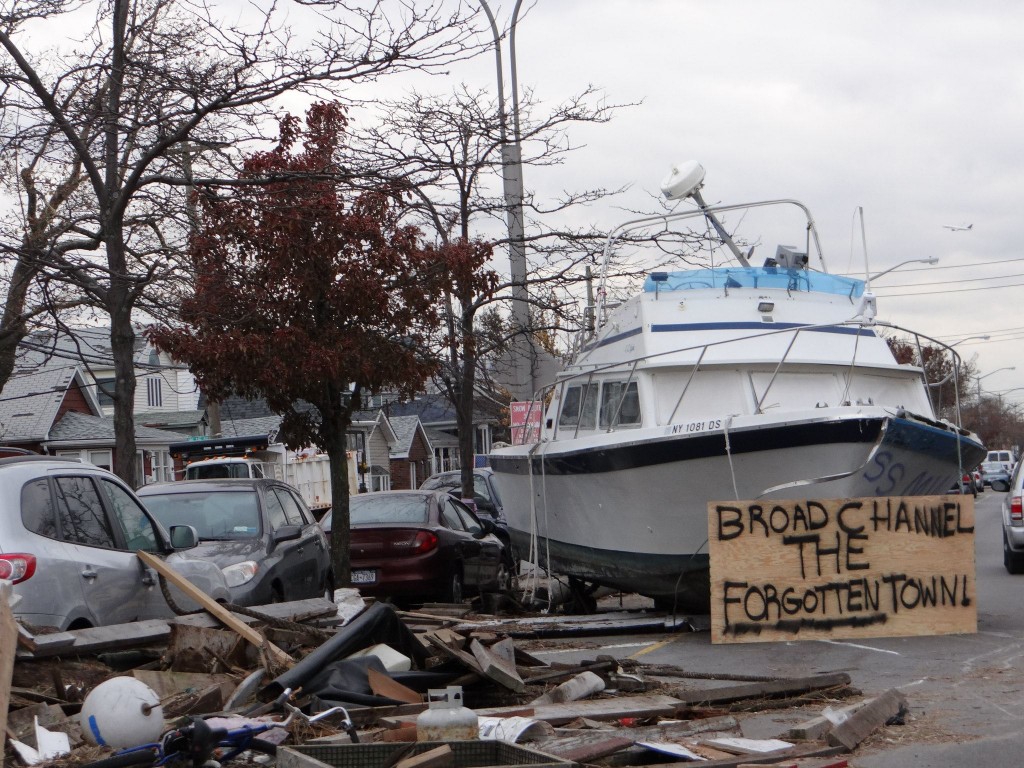 Many in Broad Channel felt as though they had been forgotten in the wake of Hurricane Sandy. Numerous residents in the neighborhood still haven't been able to move back into their homes because they haven't been able to get the necessary funding from insurance companies and the government. Richard York/The Forum Newsgroup