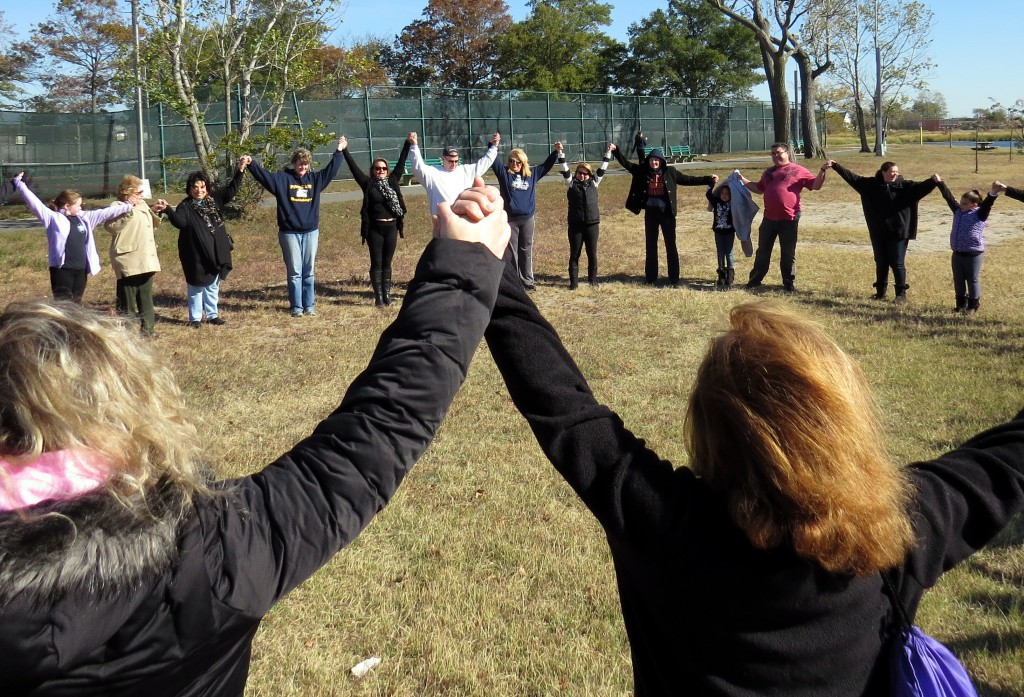 About 30 people gathered in Charles Park Sunday to reflect on Sandy - and to say goodbye to one of life's hardest years. Robert Stridiron/The Forum Newsgroup