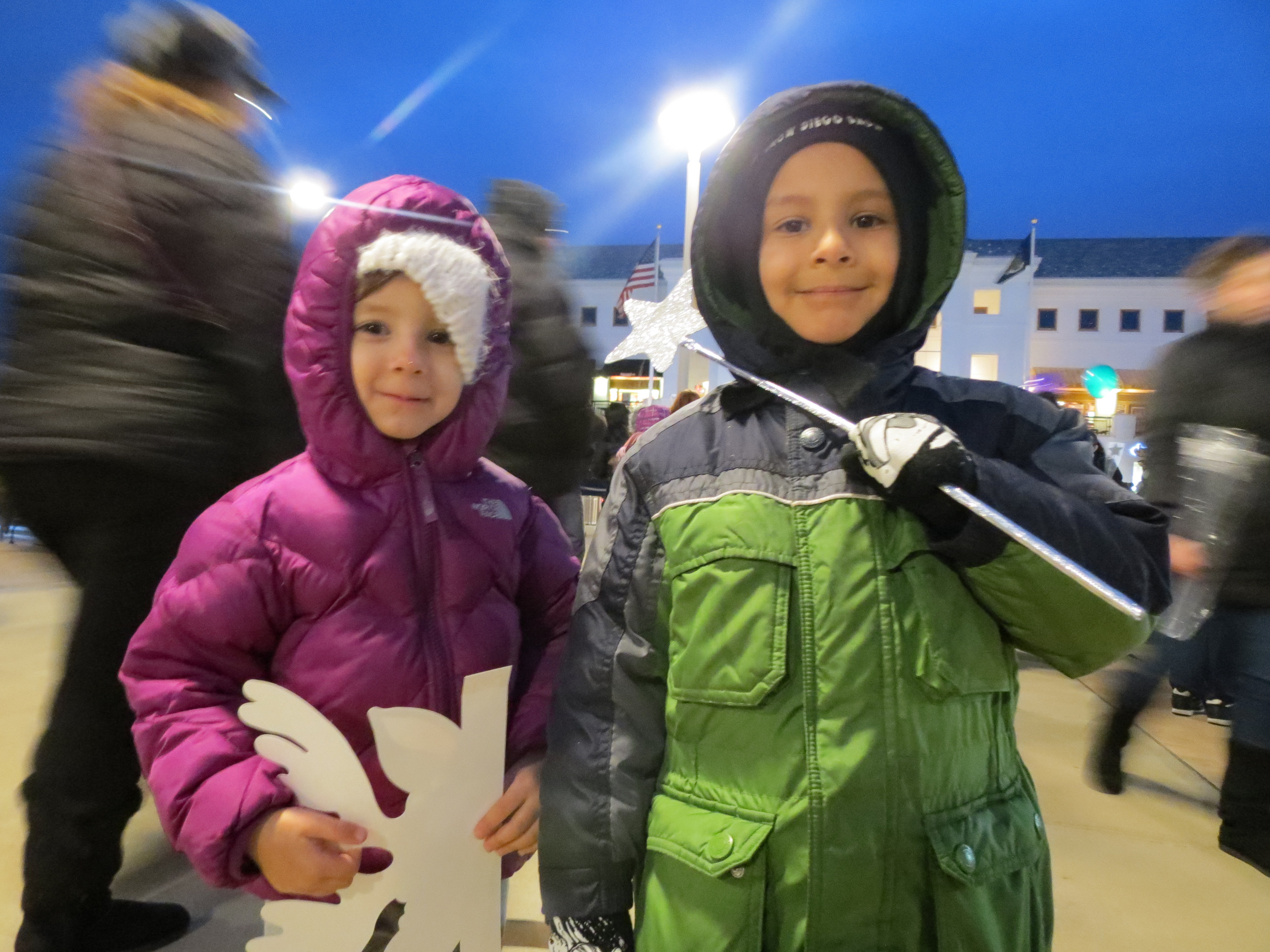 Juliana, 4, and Matthew, 6, were, like many of the children who gathered for the tree lighting, bundled up for a cold - but fun - evening.