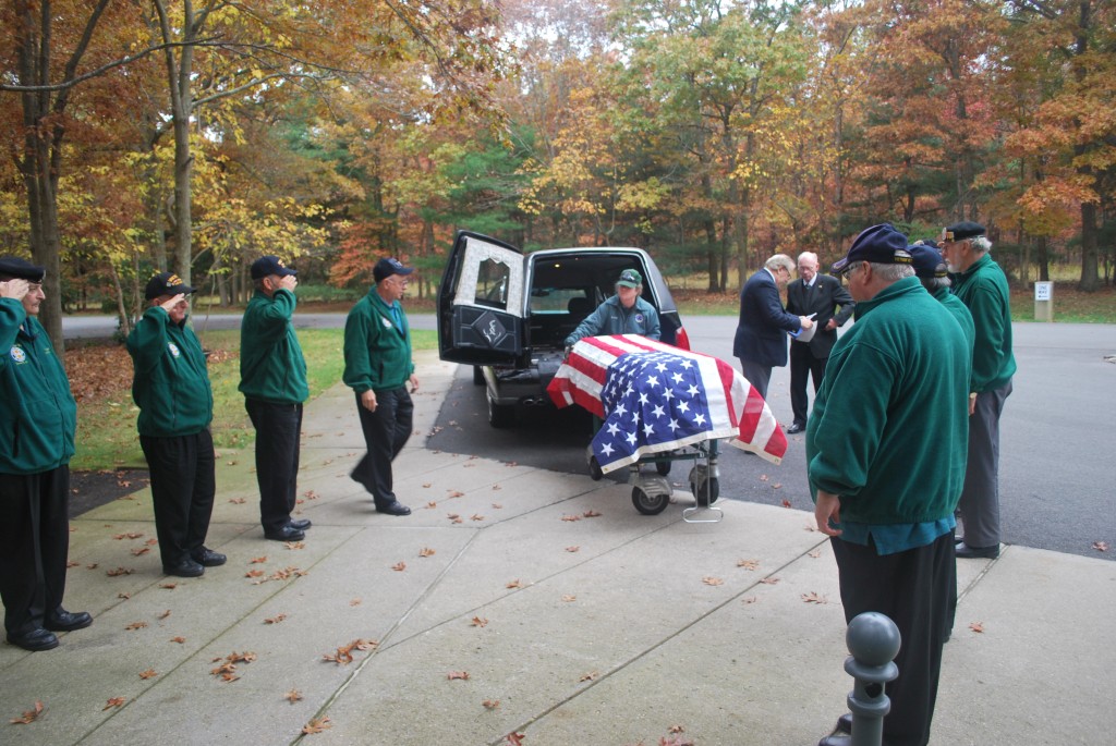 Members of the Vietnam Veterans of America Chapter 32 pay their respects to Randolph Michael Royal at the funeral the group held for him last week.