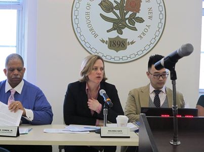 Queens Borough President Melinda Katz chaired the Queens Borough Board's annual budget hearing last Thursday at Borough Hall in Kew Gardens. Photo courtesy Queens borough president's office