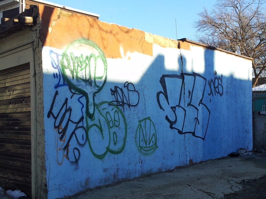  Woodhaven residents said graffiti has become especially problematic around a former pool hall at 76th Street and Rockaway Boulevard.  Photo courtesy Patty Eggers