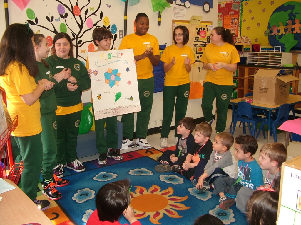 Students teach a lesson about the environment on Earth Day.  Photo courtesy Christ the King Campus