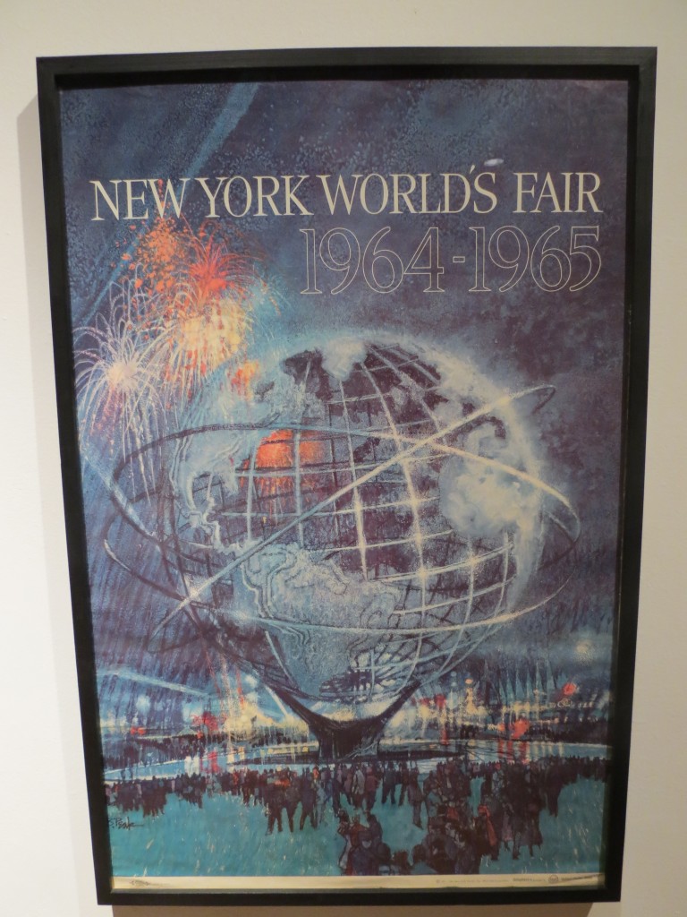 The World's Fair in 1964 drew thousands of people from around the globe to Flushing Meadows Corona Park. This poster is displayed in the Queens Museum in the park.