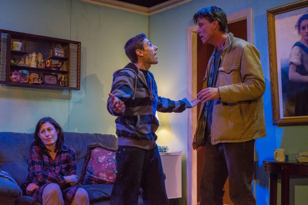 Laura Fois, left to right, Andrew Albigese, and Matt Higgins star in "Broad Channel," a play that is set in the South Queens neighborhood and currently being performed by the UP Theater Company in Manhattan.  Photo by Martha Granger