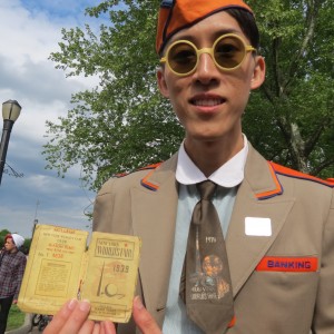 Voon Chew, of Manhattan, broke out some of his favorite World's Fair collection Sunday, including a 1939 admission ticket and a 1939 tie.  Photo by Anna Gustafson