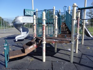 Resorts World is gearing up to help fund the renovation of the decrepit playground in Hamilton Beach.  Photo by Phil Corso