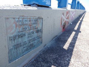 The Hamilton Beach bridge is covered in graffiti just weeks after volunteers had it painted over.  Photo by Phil Corso