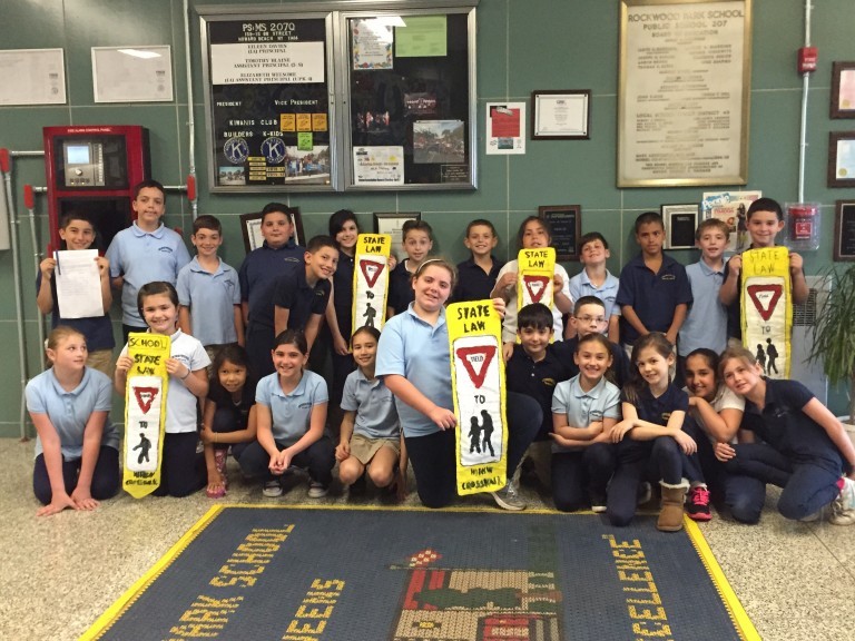 At PS 207 Students’ Urging, Pol Calls on DOT to Install Yield Signs
