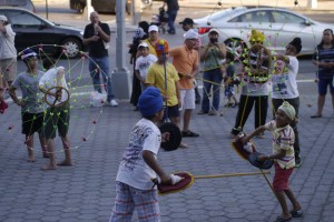 Sikh children hone their martial arts craft at the 102nd Precinct's Night Out in Woodhaven.  Forum Photo by Greg Zwiers