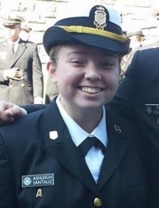  Ashleigh Santaliz of Howard Beach, a rising sophomore and third-class cadet at SUNY Maritime College in the Bronx, recently completed a 45-day training voyage aboard the Empire State.  Photo courtesy of Lisa Scalice