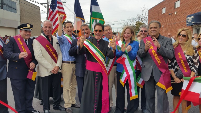 Revelers Color Cross Bay Green, White, & Red at Howard Beach Columbus Day Parade