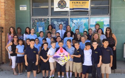 Fourth-Graders, Goldfeder Unveil PS 207 Traffic Safety Signs