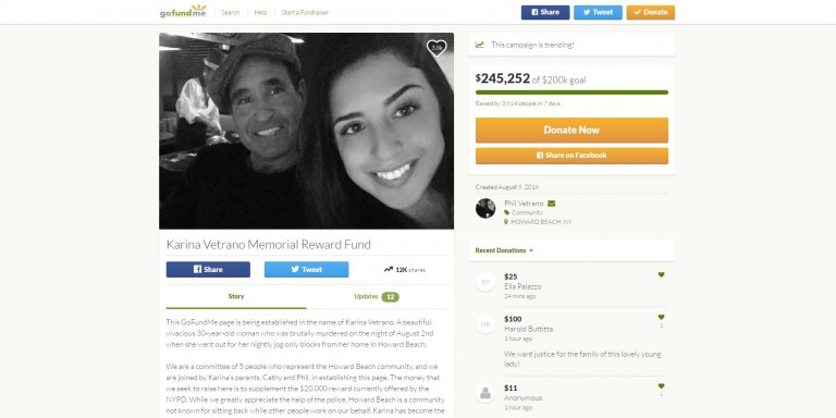 Karina Reward Fund Soars Past $250,000; Still no suspects or persons of interest