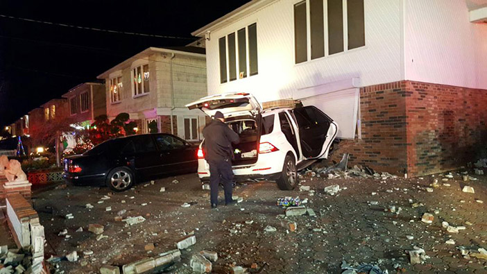 SUV Jumps Curb, Slams into Howard Beach Home