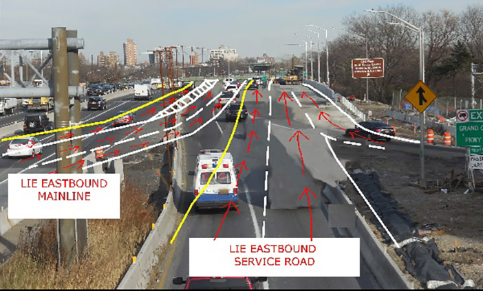 State Implements Temporary Changes  in Traffic Pattern at LIE/Grand Central Interchange