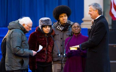 De Blasio Brings Brooklyn Bernie Back to Celebrate City Values at Inauguration