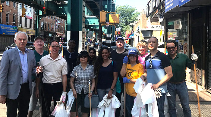 Community Cares: Woodhaven Comes out to Combat Litter, Graffiti on Jamaica Avenue