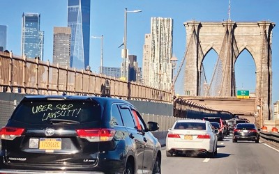 Uber, Lyft Drivers Snarl Traffic  to Protest Lawsuit Blocking Pay Raises
