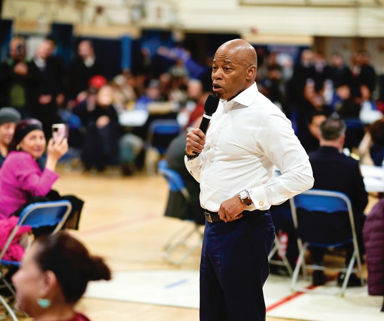 Adams States his Case in Queens