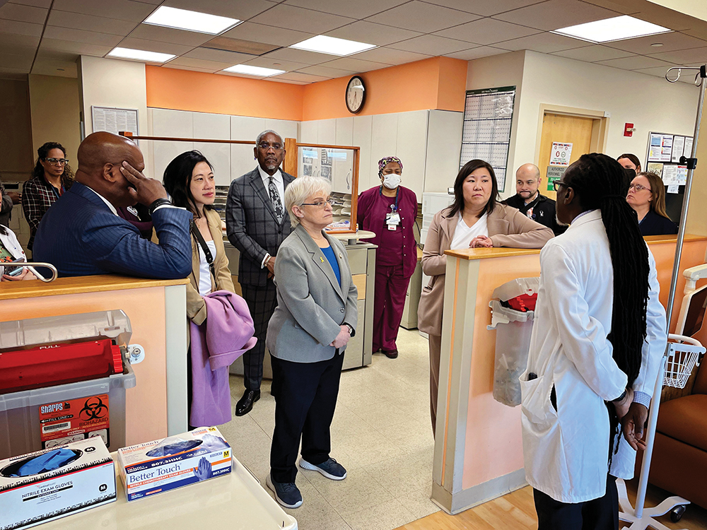 Photo Courtesy of Rep. Meeks Elected officials listen to Jamaica Hospital Medical Center staff.