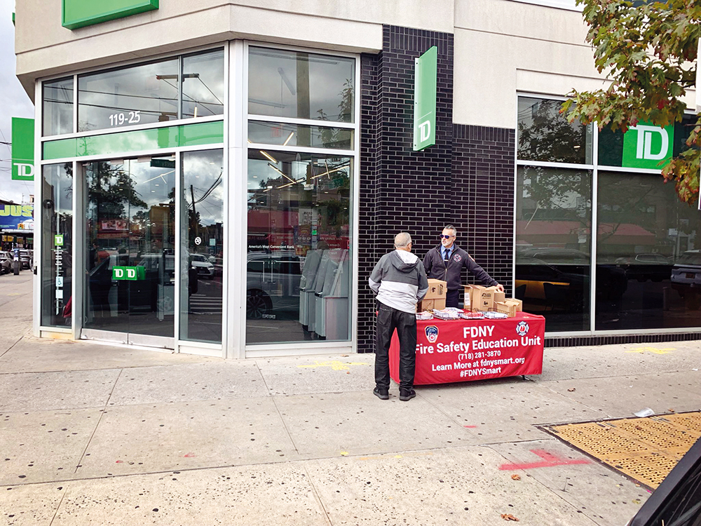 Photo Courtesy of FDNY The FDNY’s Fire Safety Education Unit responded to Liberty Avenue after the blaze to share safety information with area residents.