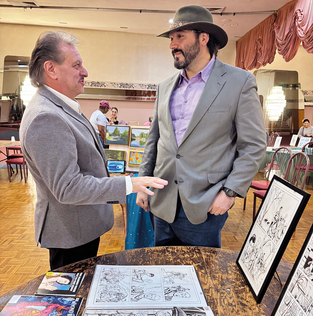 Photo Courtesy of Sen. Addabbo Addabbo chats with comic book illustrator Mike Gerlich.